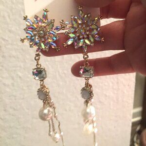 Betsey Johnson Iridescent Sparkle Rhinestone Earrings - Dangle Style Drawer 2